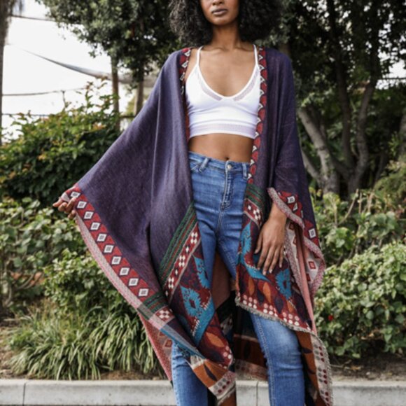 Multi Pattern Ruana - Picture 3 of 7